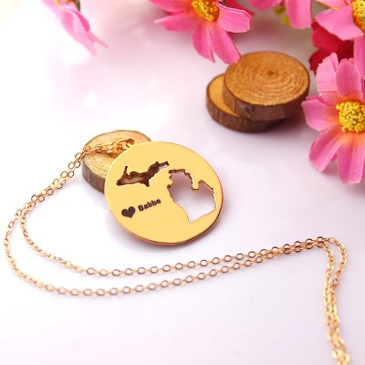 Custom Michigan Disc State Necklaces With Heart Name Rose Gold - Custom Jewellery By All Uniqueness