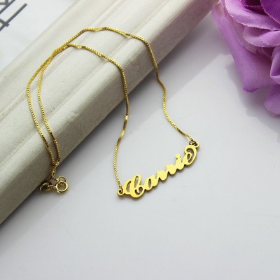 Gold Plated Sex and The City Carrie Name Necklace Box Chain - Custom Jewellery By All Uniqueness