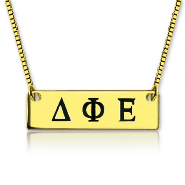Greek Letter Sorority Bar Necklace Gold Plated - Custom Jewellery By All Uniqueness