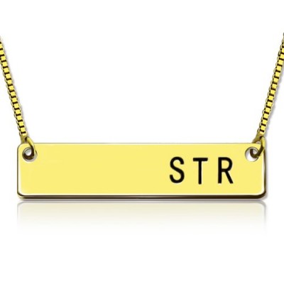 Initial Bar Necklace Gold Plated - Custom Jewellery By All Uniqueness