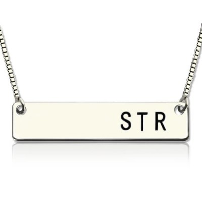 Silver Initial Bar Necklace - Custom Jewellery By All Uniqueness