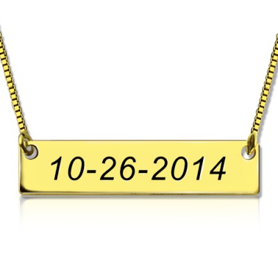 Engraved Date Bar Necklace Gold Plated - Custom Jewellery By All Uniqueness