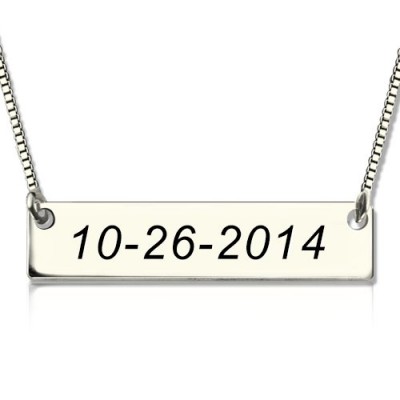 Silver Date Bar Necklace - Custom Jewellery By All Uniqueness