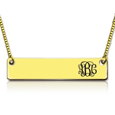 Gold Plated Initial Bar Necklace Monogram - Custom Jewellery By All Uniqueness