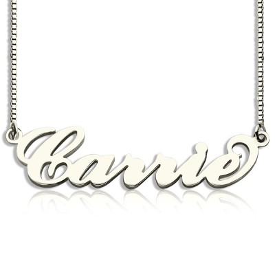 Carrie Name Necklace Silver - Box Chain - Custom Jewellery By All Uniqueness