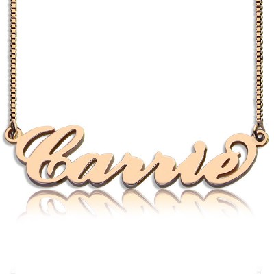 Carrie Name Necklace Box Chain In Rose Gold Plated - Custom Jewellery By All Uniqueness