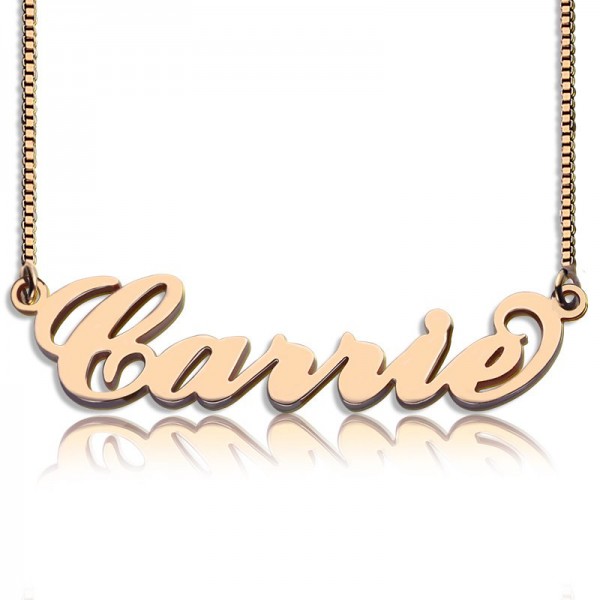Carrie Name Necklace Box Chain In Rose Gold Plated - Custom Jewellery By All Uniqueness