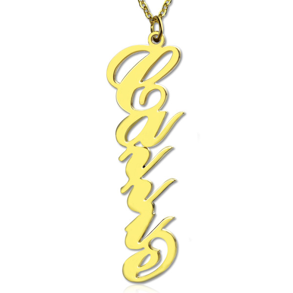 Vertical Carrie Name Plate Necklace Gold Plated - Custom Jewellery By All Uniqueness