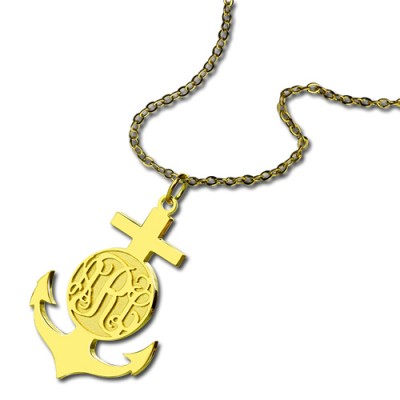 Gold Plated Anchor Monogram Initial Necklace - Custom Jewellery By All Uniqueness