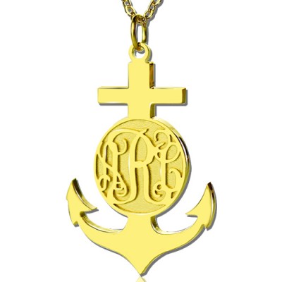 Gold Plated Anchor Monogram Initial Necklace - Custom Jewellery By All Uniqueness