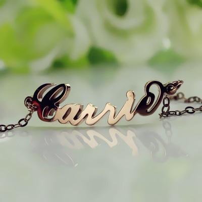 Rose Gold Plated Silver 925 Carrie Style Name Bracelet - Custom Jewellery By All Uniqueness