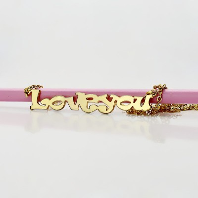 Gold Plated I Love You Name Necklace - Custom Jewellery By All Uniqueness