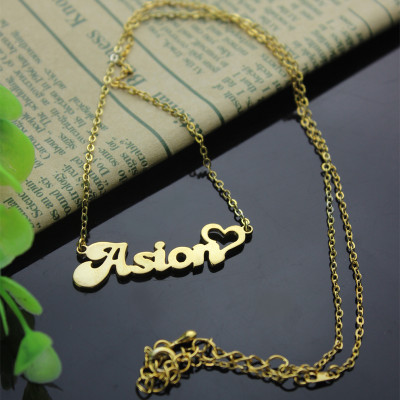 Custom Name Necklace in Gold Plated with Heart - Custom Jewellery By All Uniqueness