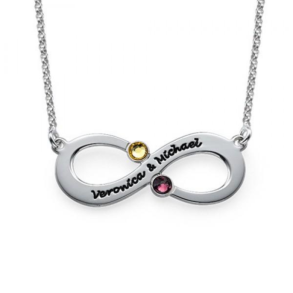 Couple s Infinity Necklace with Birthstones - Custom Jewellery By All Uniqueness