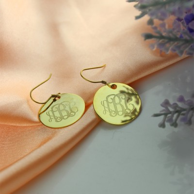 Disc Signet Monogram Earrings In Gold - Custom Jewellery By All Uniqueness
