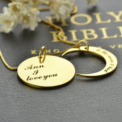 I Love You to The Moon and Back Love Necklace Gold Plated - Custom Jewellery By All Uniqueness