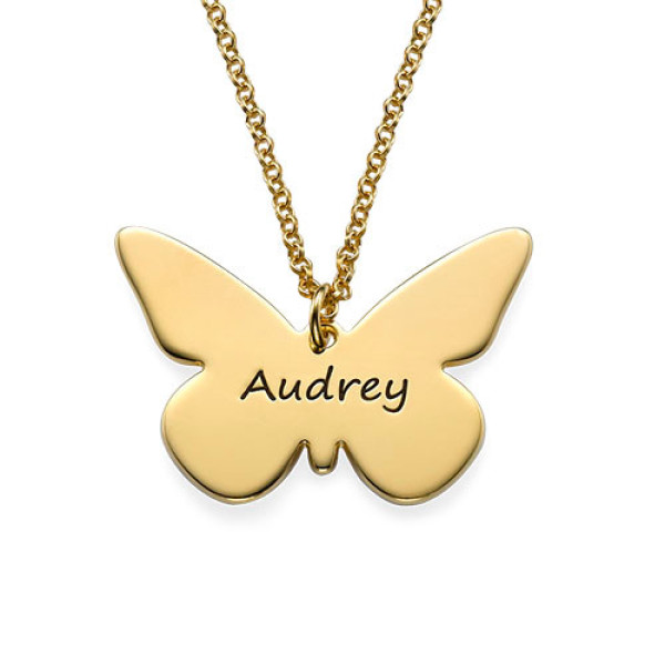Engraved Gold Plated Pendant - Butterfly - Custom Jewellery By All Uniqueness