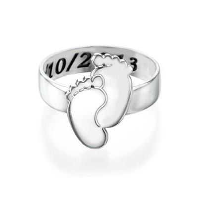 Engraved Baby Feet Ring - Custom Jewellery By All Uniqueness