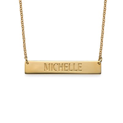Engraved Bar Necklace in Gold Plating - Custom Jewellery By All Uniqueness