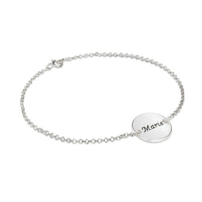 Engraved Disc Bracelet/Anklet In Silver - Custom Jewellery By All Uniqueness