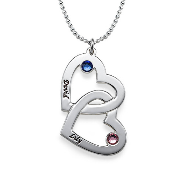 Engraved Heart Necklace with Birthstones - Custom Jewellery By All Uniqueness