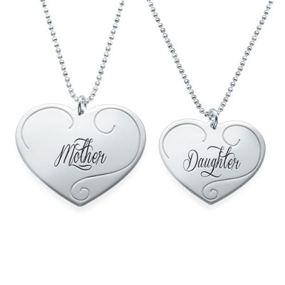 Engraved Heart Pendants - Mother Daughter Jewellery - Custom Jewellery By All Uniqueness