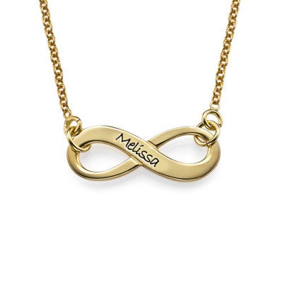 Engraved Infinity Necklace in Gold Plating - Custom Jewellery By All Uniqueness