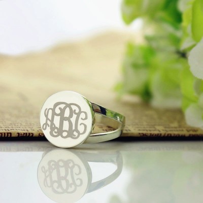 Silver Circle Monogram Signet Ring - Custom Jewellery By All Uniqueness