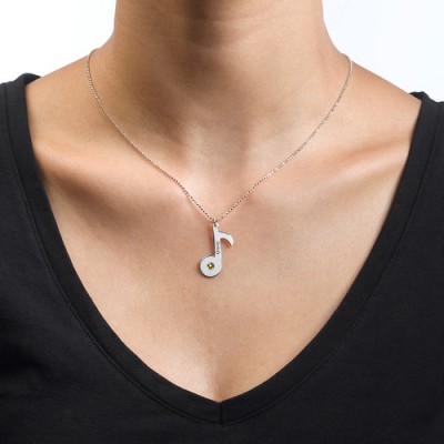 Engraved Music Note Necklace with Birthstone - Custom Jewellery By All Uniqueness