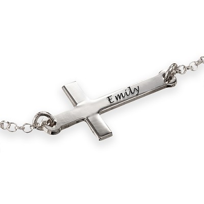 Engraved Side Cross Bracelet/Anklet - Custom Jewellery By All Uniqueness