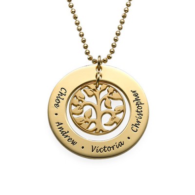 Present for Mum - Gold Plated Family Tree Necklace - Custom Jewellery By All Uniqueness
