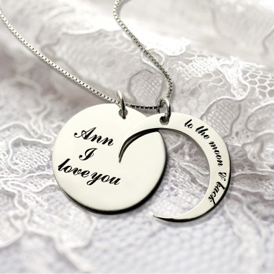 I Love You to the Moon and Back Love Necklace Silver - Custom Jewellery By All Uniqueness