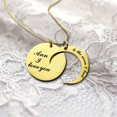 I Love You to The Moon and Back Love Necklace Gold Plated - Custom Jewellery By All Uniqueness