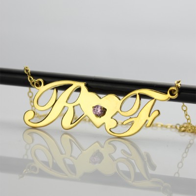 Gold Plated Two Initials Necklace - Custom Jewellery By All Uniqueness