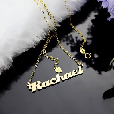 Gold Plated Silver Puff Font Name Necklace - Custom Jewellery By All Uniqueness