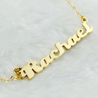Gold Plated Silver Puff Font Name Necklace - Custom Jewellery By All Uniqueness