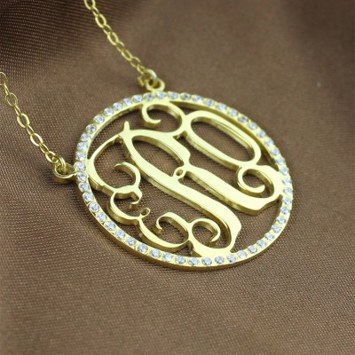 Gold Plated Circle Birthstone Monogram Necklace - Custom Jewellery By All Uniqueness