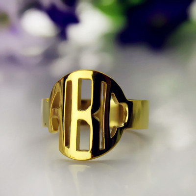 Gold Plated Block Monogram Ring - Custom Jewellery By All Uniqueness