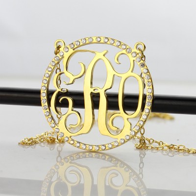 Gold Plated Circle Birthstone Monogram Necklace - Custom Jewellery By All Uniqueness