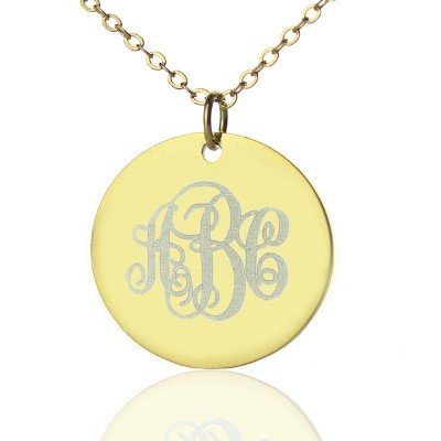 Disc Script Monogram Necklace Gold Plated - Custom Jewellery By All Uniqueness
