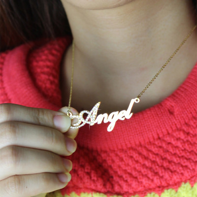 Gold Plated Script Name Necklace-Initial Full Birthstone - Custom Jewellery By All Uniqueness
