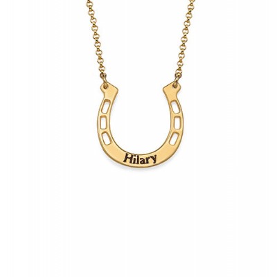 Gold Plated Engraved Horseshoe Necklace - Custom Jewellery By All Uniqueness