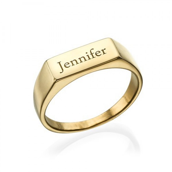 Gold Plated Engraved Signet Ring - Custom Jewellery By All Uniqueness