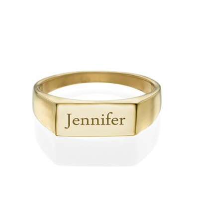 Gold Plated Engraved Signet Ring - Custom Jewellery By All Uniqueness