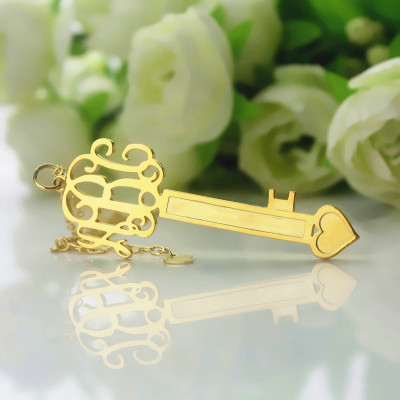 Gold Plated Key Monogram Initial Necklace - Custom Jewellery By All Uniqueness