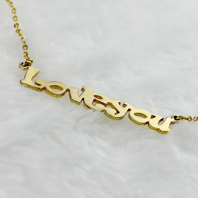 Gold Plated I Love You Name Necklace - Custom Jewellery By All Uniqueness