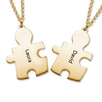 Gold Plated Couple s Puzzle Necklace - Custom Jewellery By All Uniqueness