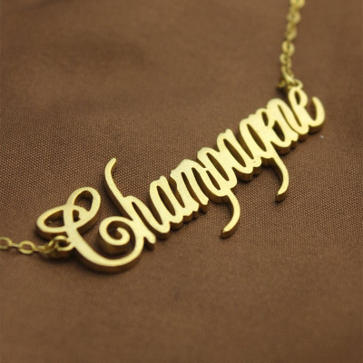 Gold Plated Silver 925 Champagne Font Name Necklace - Custom Jewellery By All Uniqueness