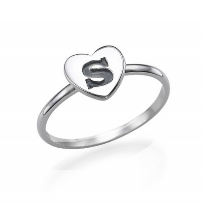Heart Initial Ring in Silver - Custom Jewellery By All Uniqueness