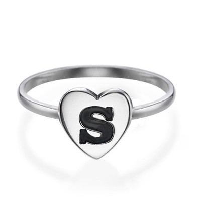 Heart Initial Ring in Silver - Custom Jewellery By All Uniqueness